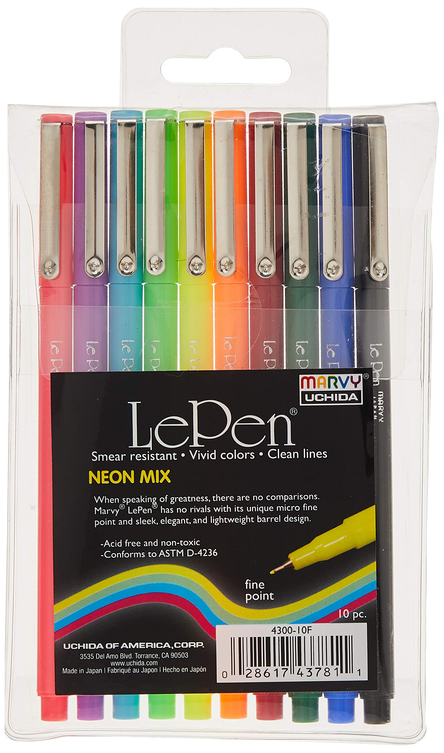 Amazon.com : Uchida 4300-10F 10 Piece Le Neon Pen Mix, Set